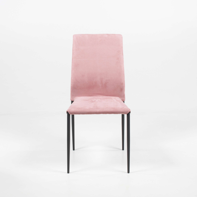 Chaise de salle à manger rose en tissu style nubuck et métal - Kendra