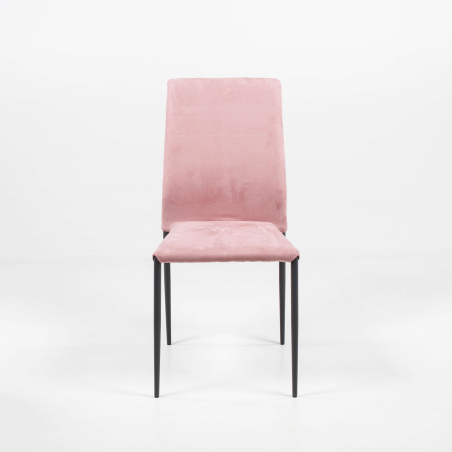 Chaise de salle à manger rose en tissu style nubuck et métal - Kendra