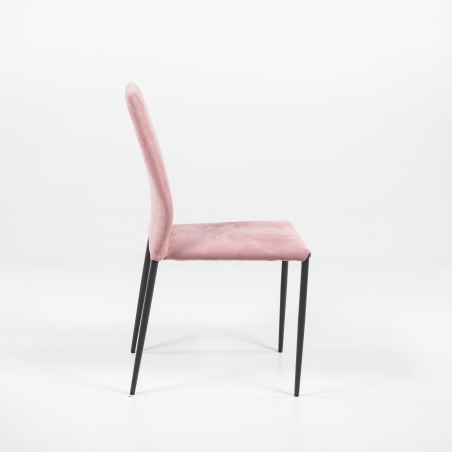 Chaise moderne en tissu vieux rose et métal - Kendra