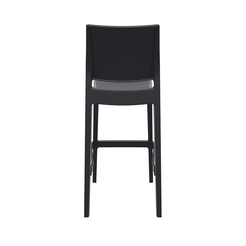 Tabouret de bar de jardin empilable en polypropylène noir - Maya