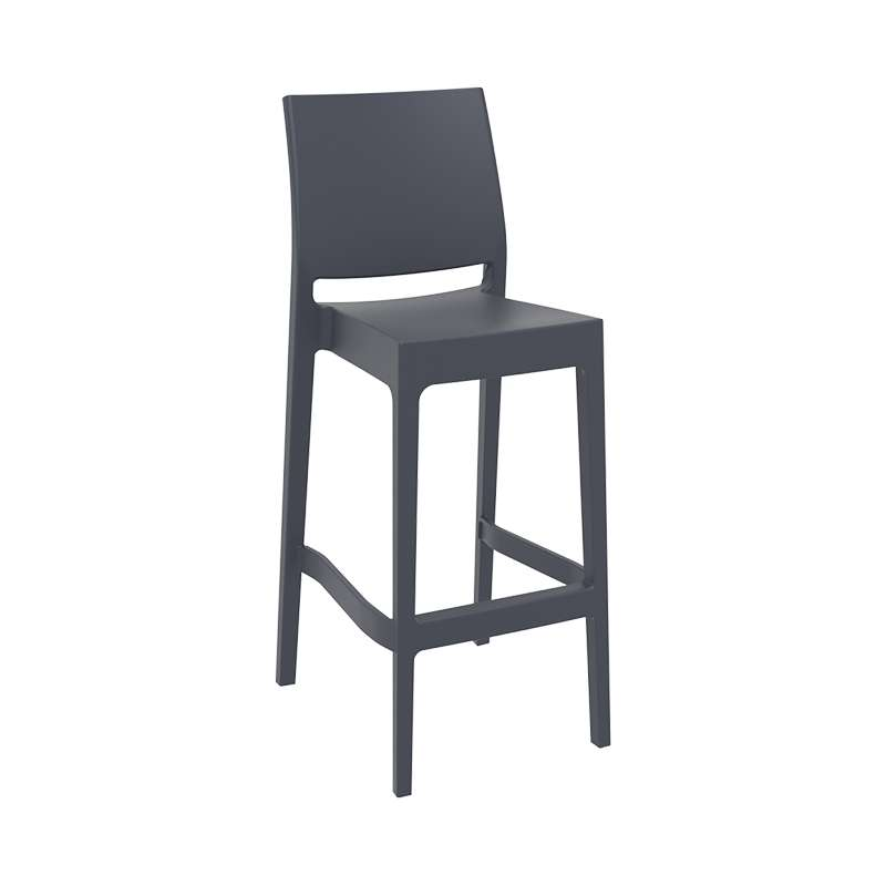 Tabouret de bar d'extérieur empilable en polypropylène gris foncé - Maya