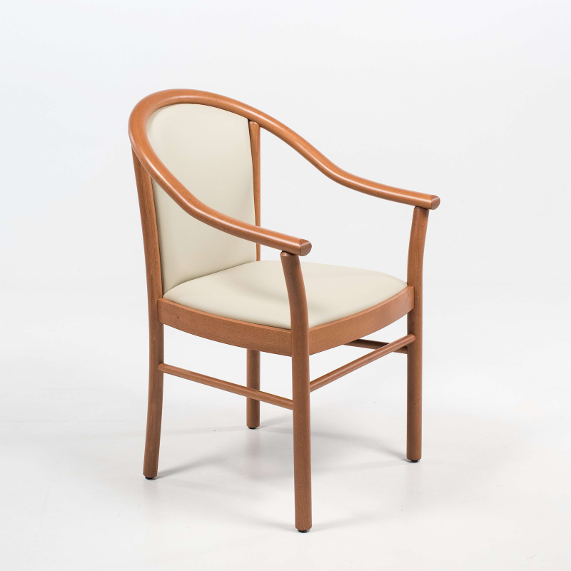 Fauteuil bridge en bois avec assise et dossier rembourrés - Manuela