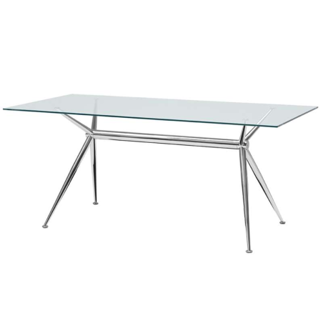 Table en verre transparent design avec pieds en x métalliques chromés - Brioso Midj®