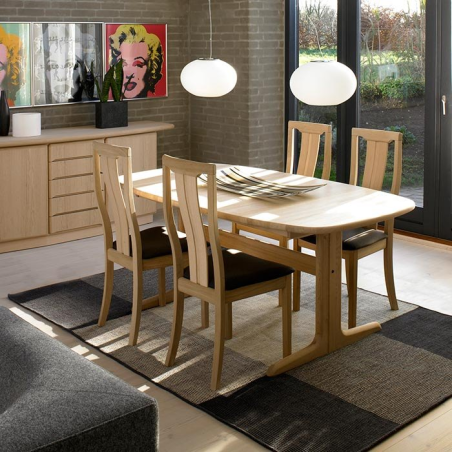 Table en bois massif clair style scandinave elliptique avec allonges - SM 74