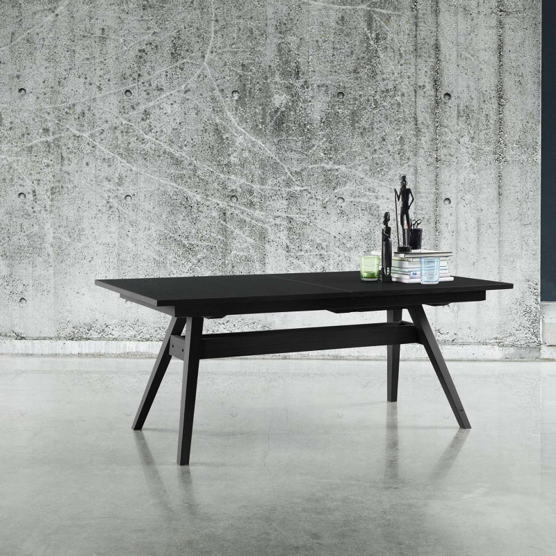 Table scandinave avec allonges en bois noir - SM11