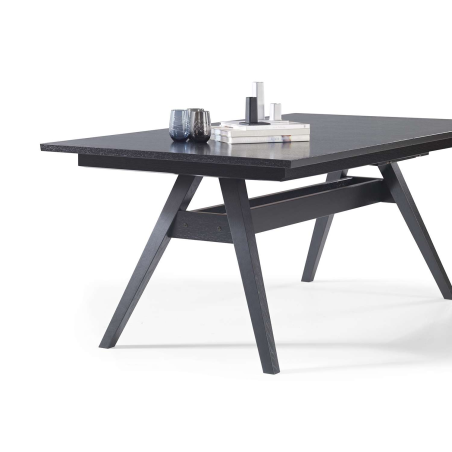 Table de séjour scandinave extensible en bois wengé noir - SM11