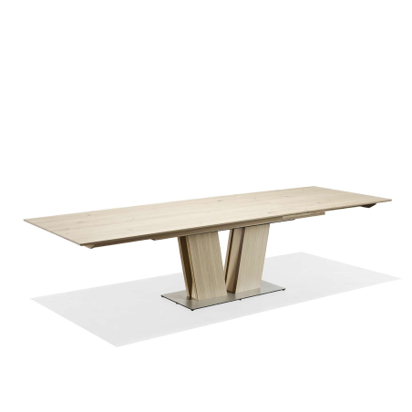 Table en bois moderne avec allonges avec pied central - SM39