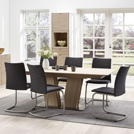 Table en bois naturel moderne extensible avec pied central - SM39