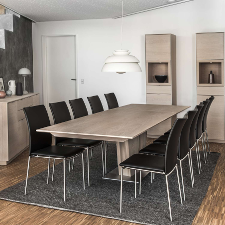 Table en bois naturel extensible avec pied central - SM39