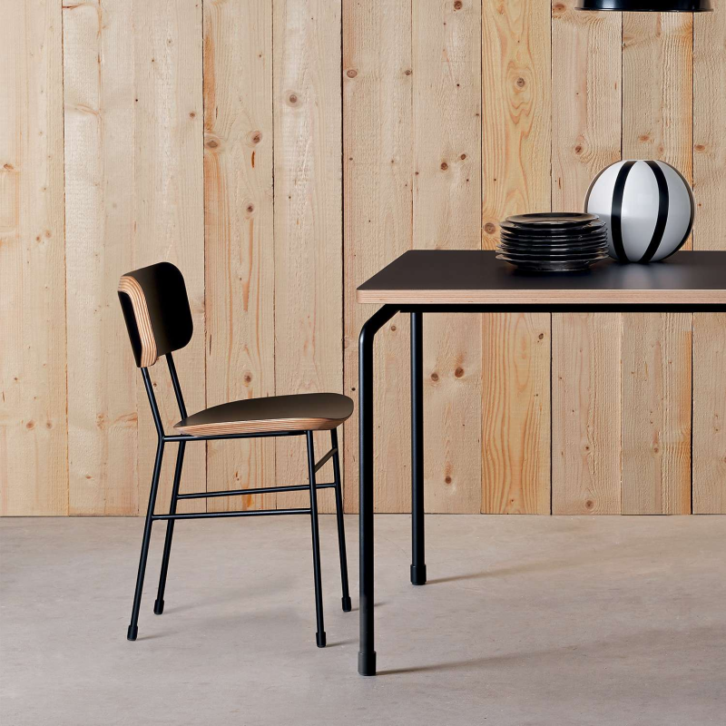 Chaise rétro en fénix noir et métal noir - Master S Midj®