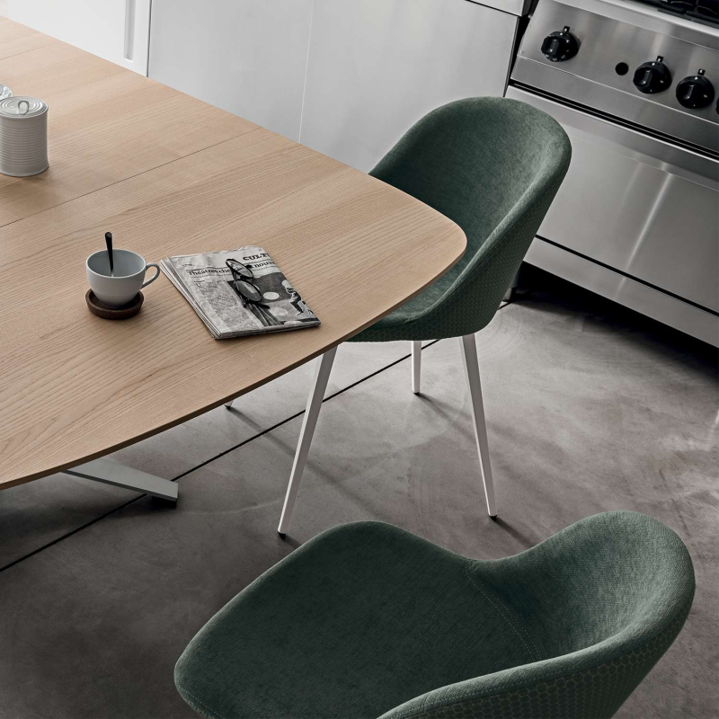 Chaise cocooning en tissu vert et métal blanc - Sonny Midj®