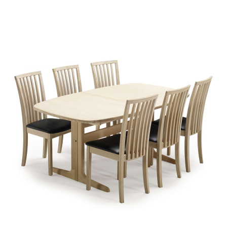 Table en bois massif clair forme elliptique avec allonges - SM 74