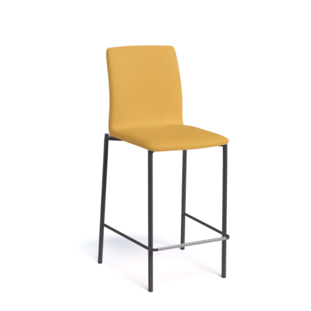 Tabouret snack contemporain empilable en synthétique jaune et métal noir - Pro-G