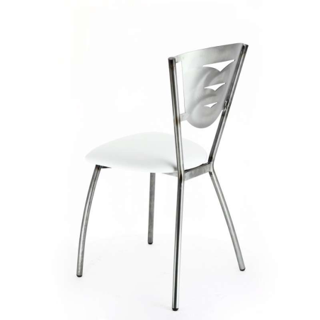 Chaise de cuisine en métal industriel et vinyle blanc fabriquée en France - Hévéa