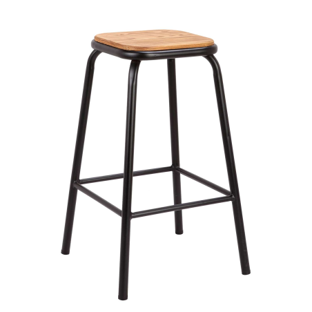 Tabouret snack industriel sans dossier en métal noir dépoli - Max