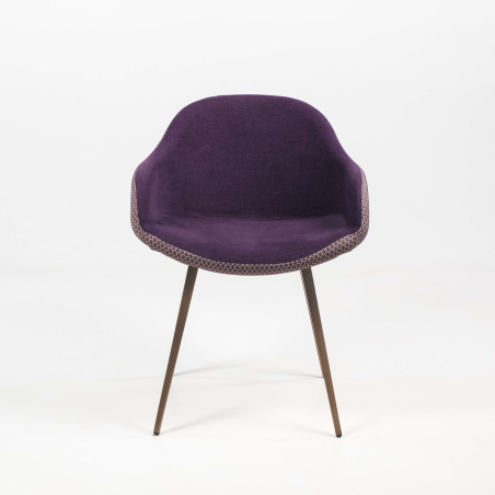 Fauteuil design en tissu violet et métal bronze - Sonny Midj®