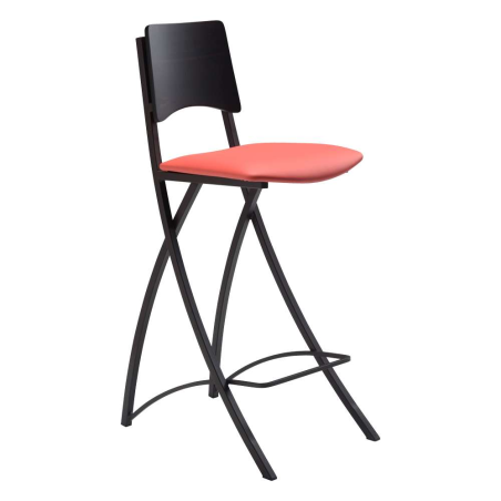 Tabouret snack contemporain pliant en métal et synthétique orange - Ophélie