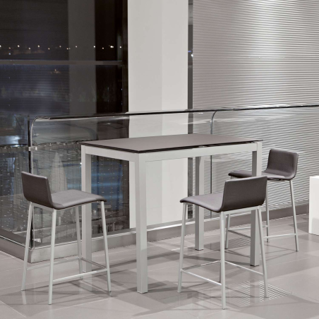 Table snack de cuisine petit espace en céramique marron avec allonge - Céleste