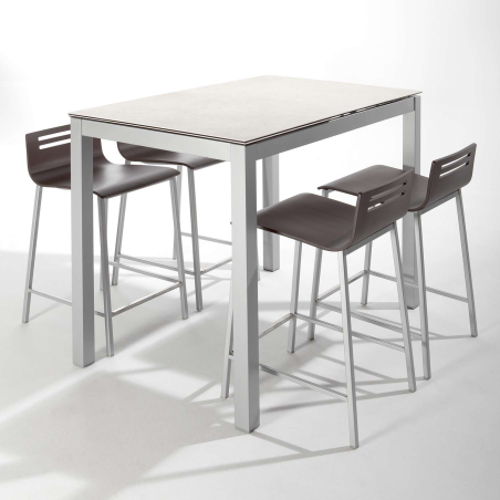 Table snack de cuisine petit espace en céramique blanche avec allonge - Céleste