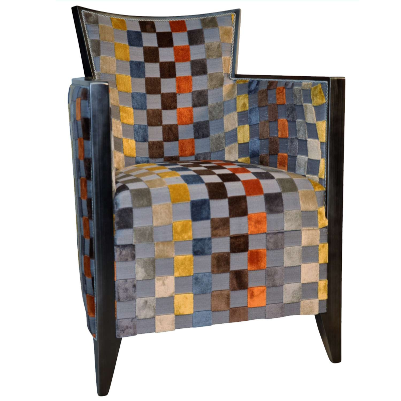 Fauteuil art déco carré gris