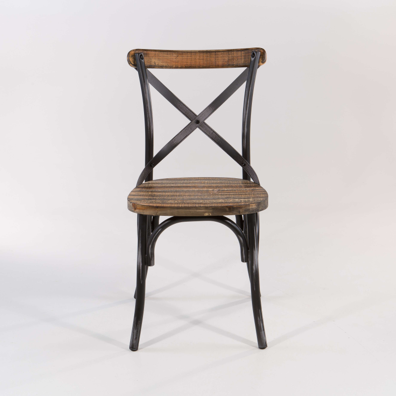 Chaise bistrot vintage métal patiné noir - Madie