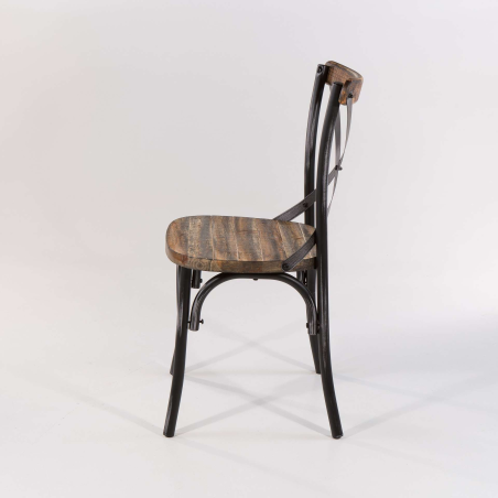 Chaise vintage métal patiné noir - Madie