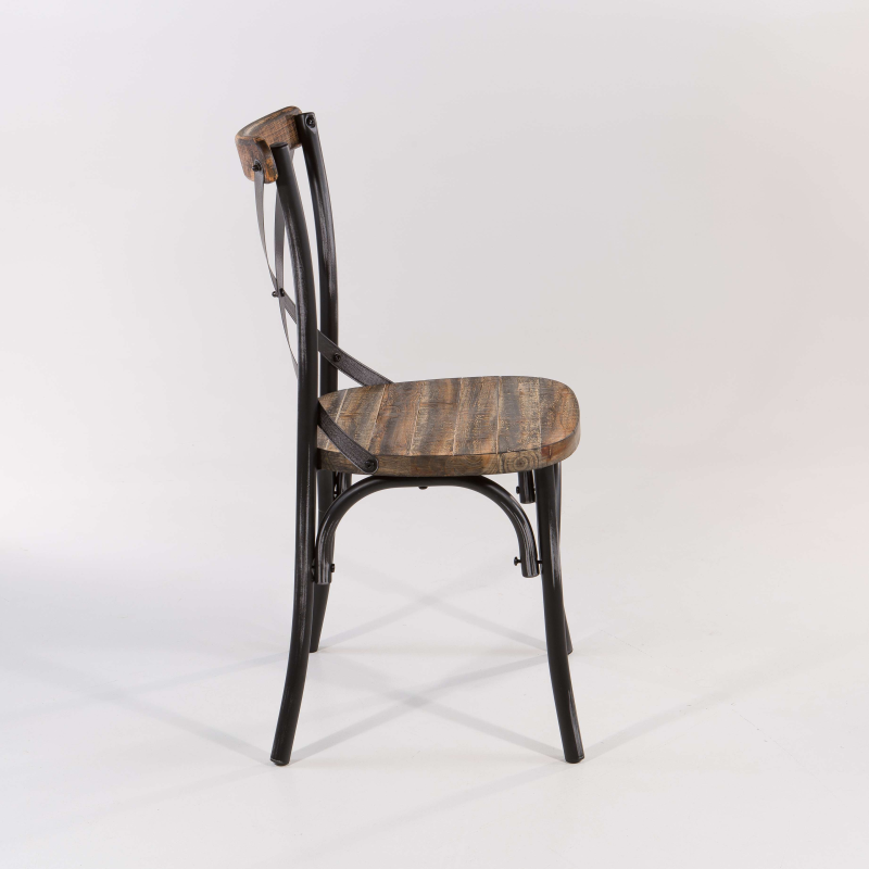 Chaise bistrot métal patiné noir - Madie