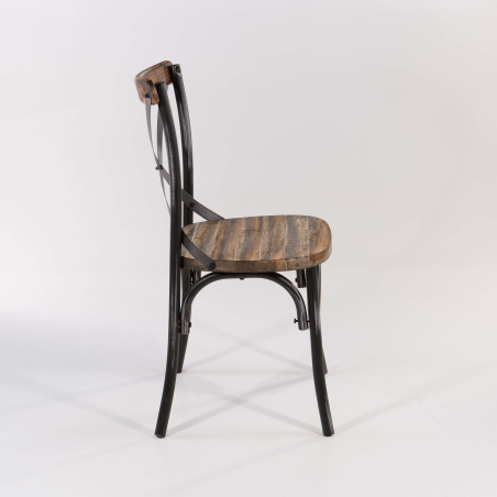 Chaise bistrot métal patiné noir - Madie