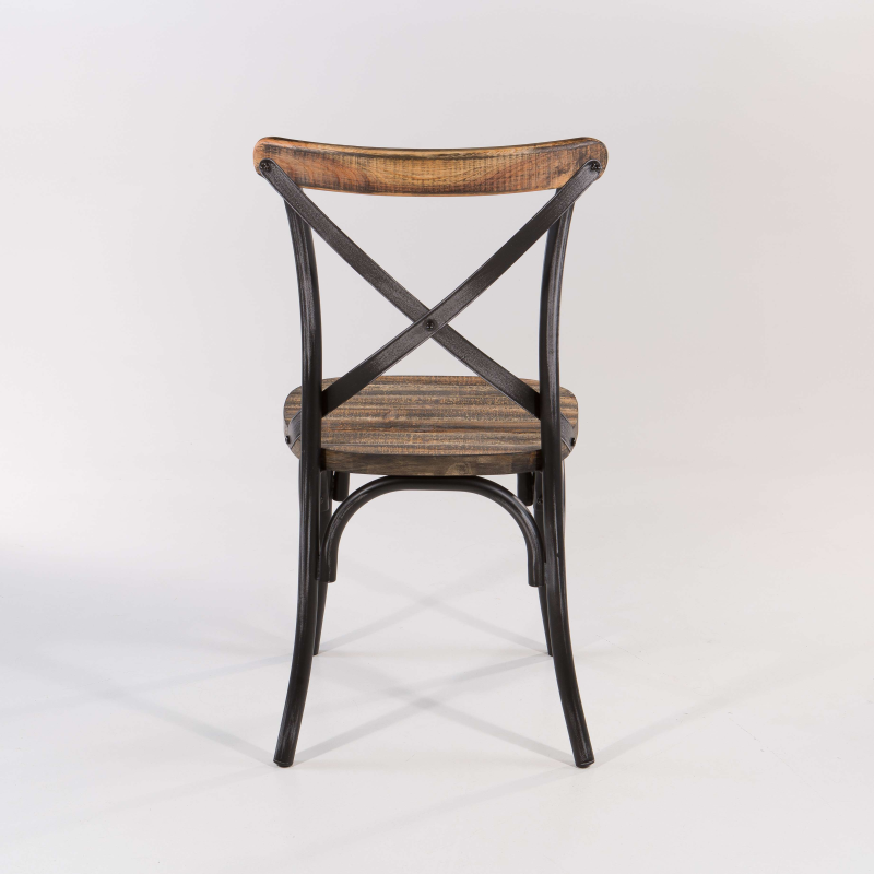 Chaise bistrot vintage métal patiné noir assise bois - Madie