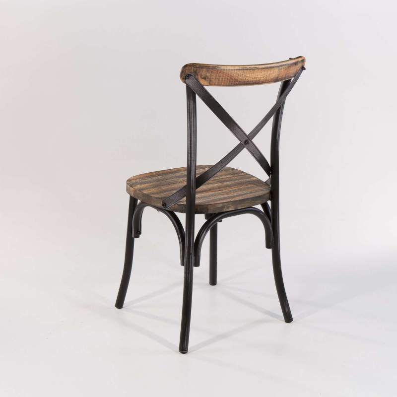 Chaise bistrot vintage métal patiné noir - Madie