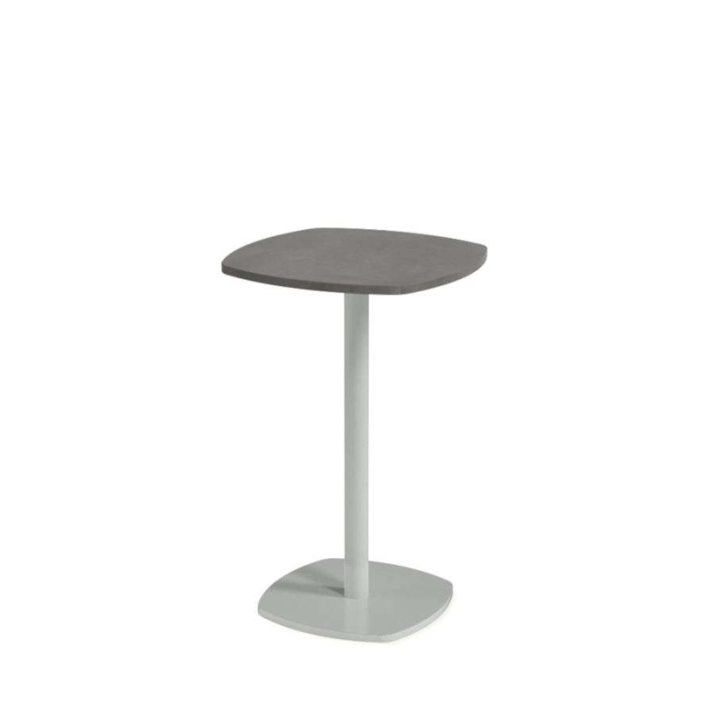 Petite table de cuisine carrée aux bords arrondis avec pied central - Circa