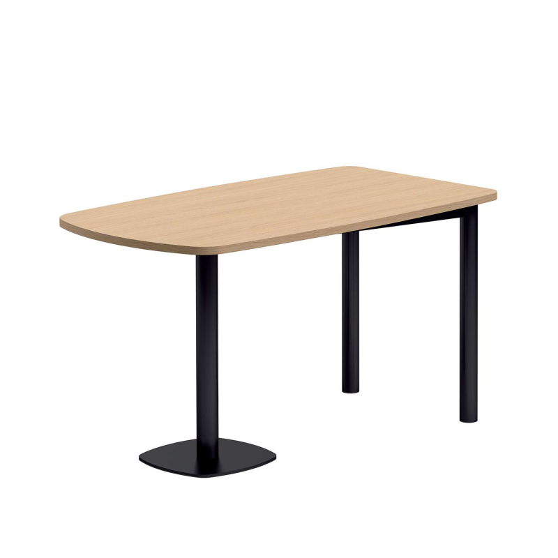 Table demi-oblongue en stratifié bois et métal noir - Lucca