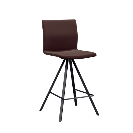 Tabouret snack design coque synthétique marron pieds en métal - Silva