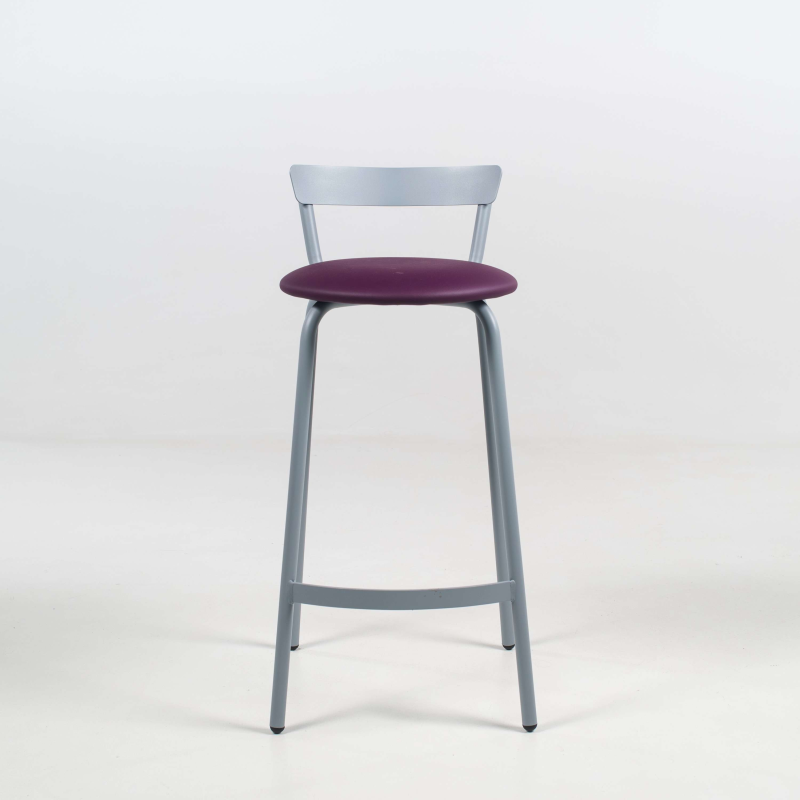 Tabouret snack fabrication française gris alu et violet  - Xoxo
