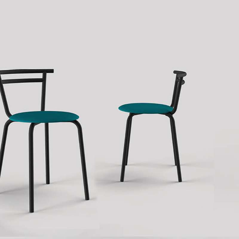 Chaise de cuisine fabrication française assise ronde  Atol Pandoria structure métal noir - Xélux