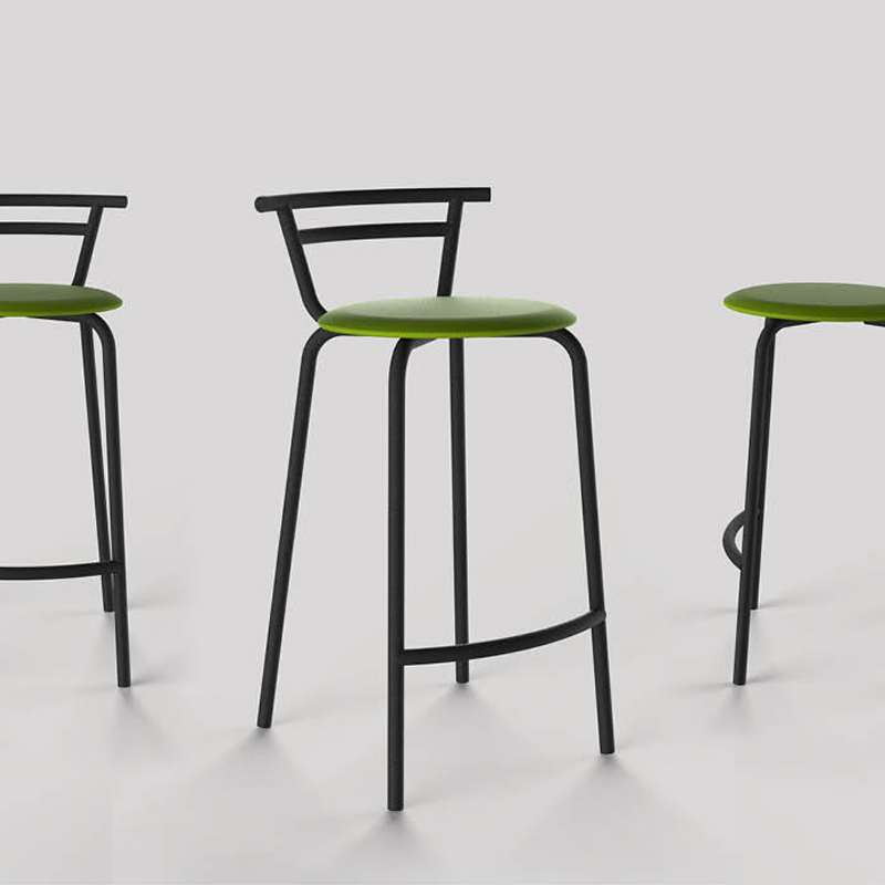 Tabouret snack fabriqué en France assise ronde rembourrée et structure métal - Xélux