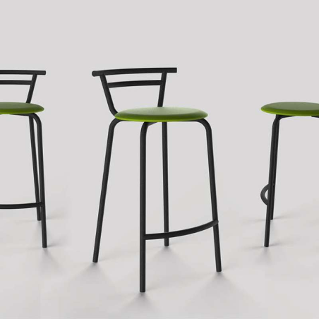 Tabouret snack fabriqué en France assise ronde rembourrée et structure métal - Xélux