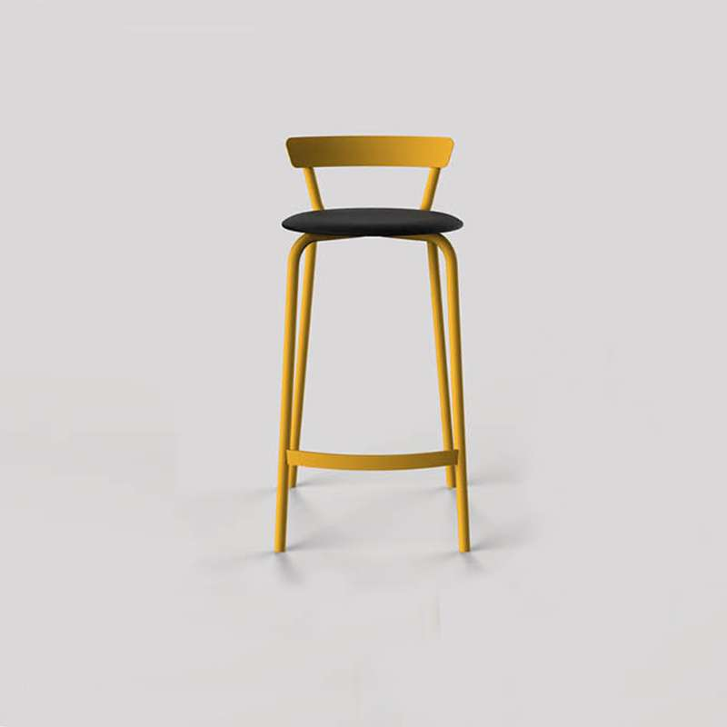Tabouret snack fabriqué en France structure jaune et assise noire - Xoxo