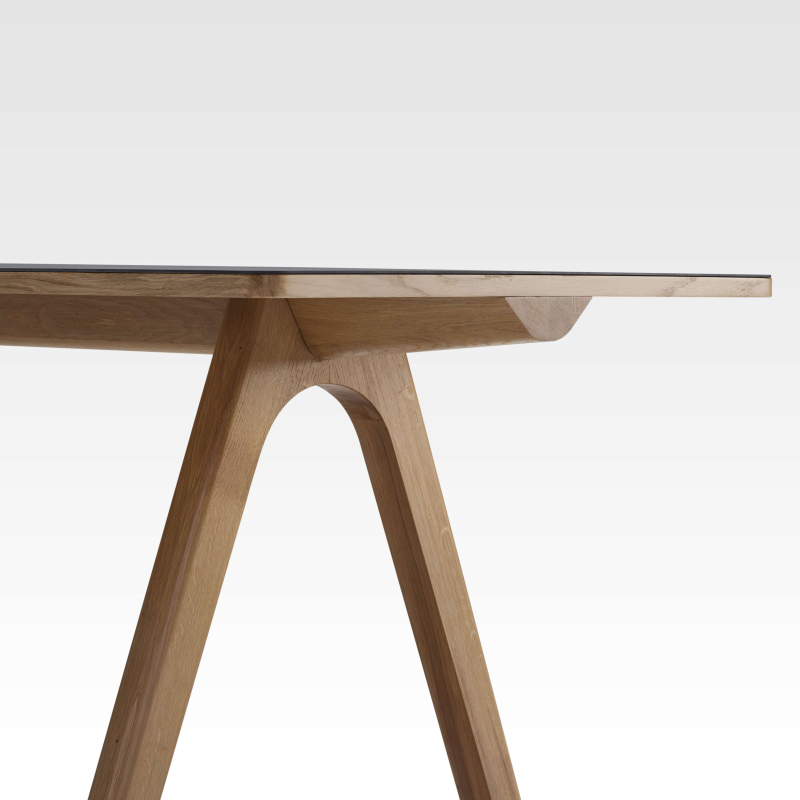 Table design en céramique anthracite et bois de made in France - Chevron