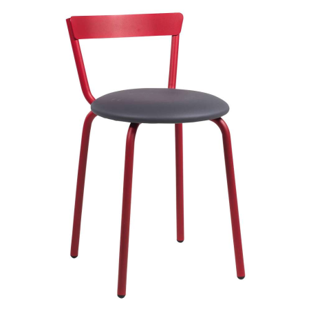 Chaise de cuisine rouge et grise de fabrication française - Xoxo