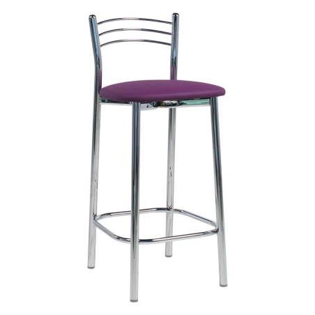 Tabouret snack de cuisine en métal assise rembourrée violet - Marta