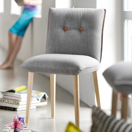 Chaise Mobitec en tissu gris avec boutons décoratifs - Soda Mobitec®
