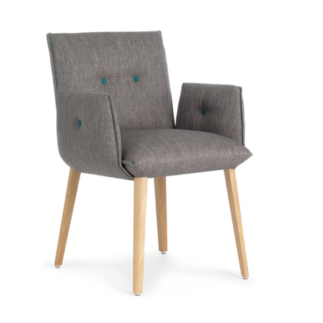 Fauteuil cocooning en tissu gris avec boutons décoratifs - Soda Mobitec