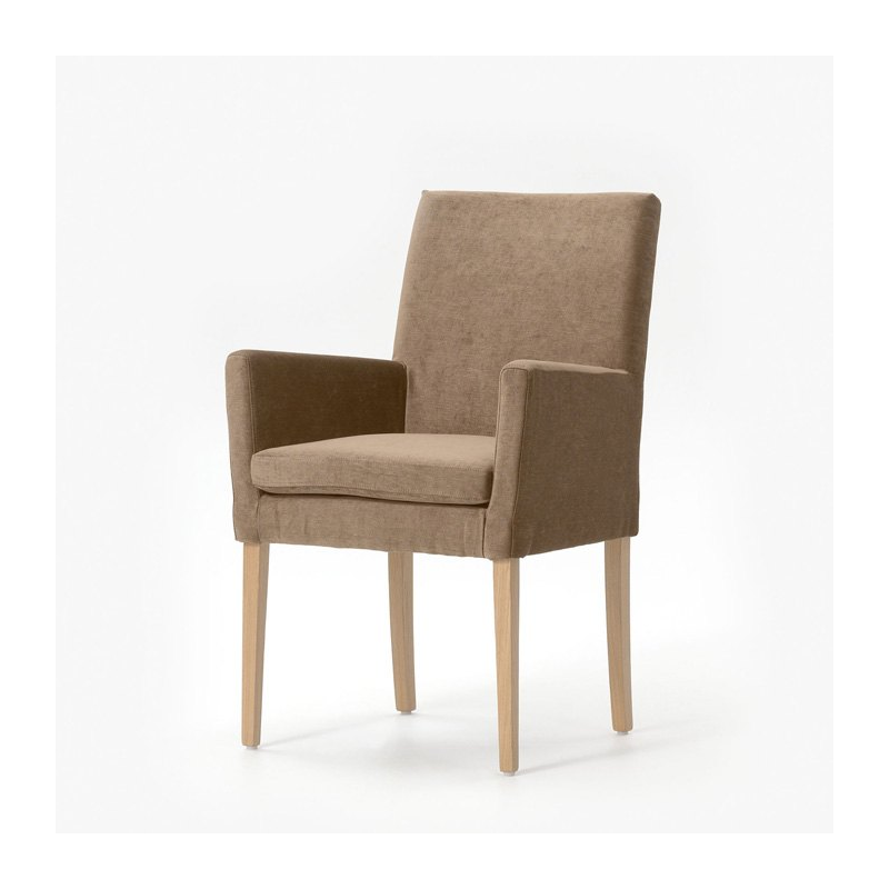 Fauteuil de salon marron en bois naturel et tissu - Vigo Mobitec