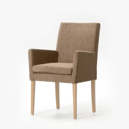 Fauteuil de salon marron en bois naturel et tissu - Vigo Mobitec