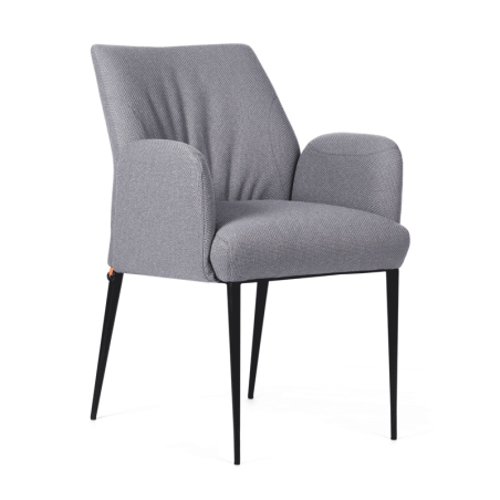 Fauteuil cocooning en tissu gris et pieds en métal noir - Enora Mobitec