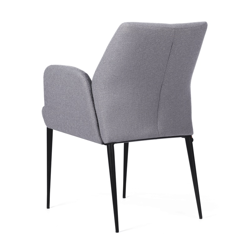 Fauteuil confortable en tissu gris et pieds en métal noir - Enora Mobitec