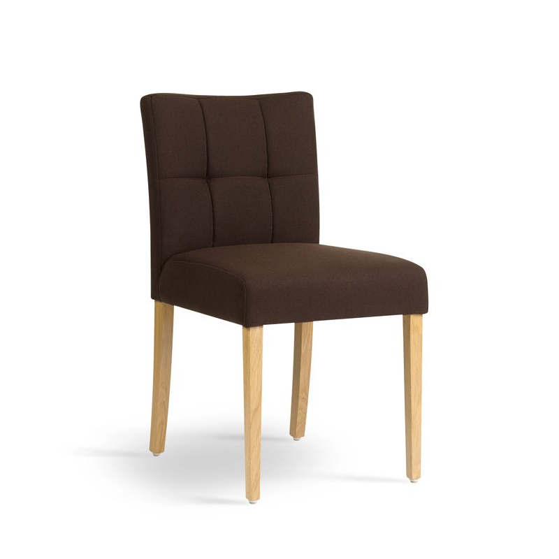 Chaise rembourrée marron en bois naturel et tissu - Carré Mobitec®
