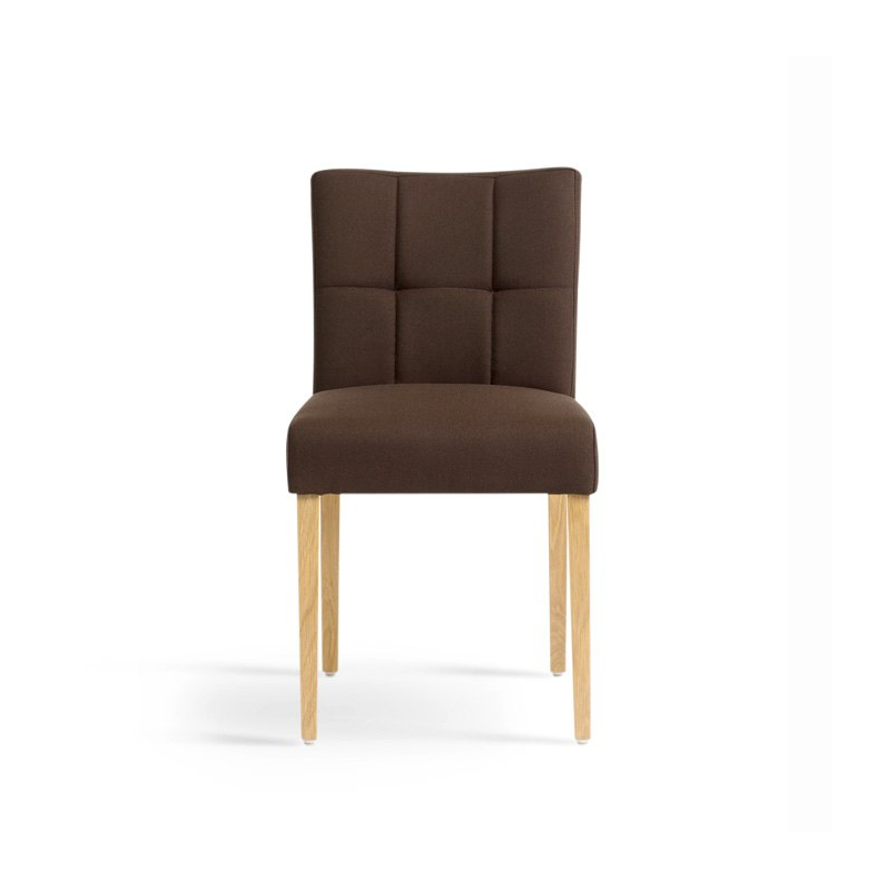 Chaise confortable en bois naturel et tissu marron - Carré Mobitec®