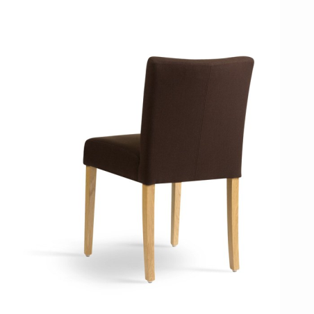 Chaise rembourrée en chêne massif et tissu marron - Carré Mobitec®